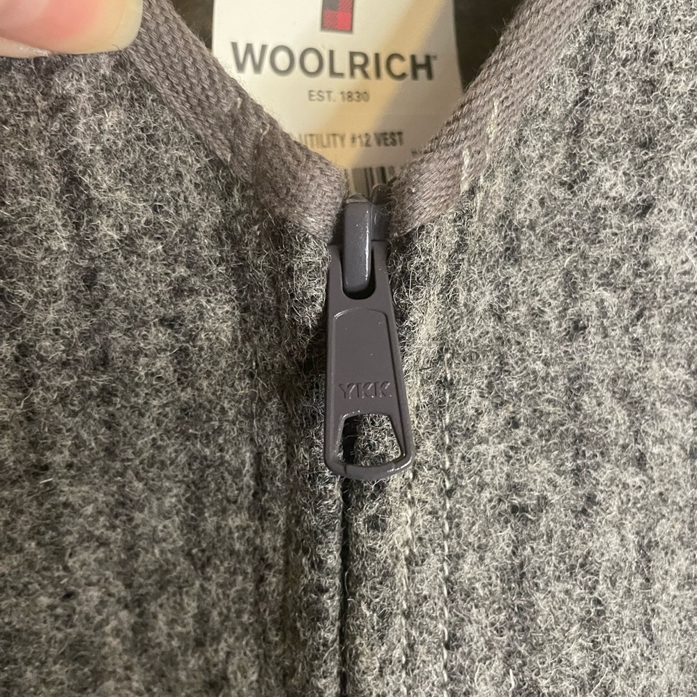 Men’s Vintage Woolrich Gray with Pinstripe Wool Utility Vest NWT - Picture 7 of 14